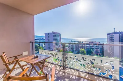 a balcony with a table and chairs and a view at Barcelo Royal Beach - All Inclusive in Sunny Beach