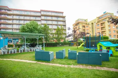 a park with a playground and a play area at Hotel Bohemi in Sunny Beach