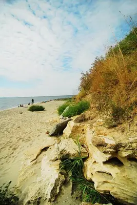 a sandy beach with people walking on the beach at Marina Cape Vacation Complex in Ravda
