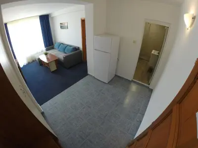 an overhead view of a living room with a couch at Hotel Lotos in Kiten