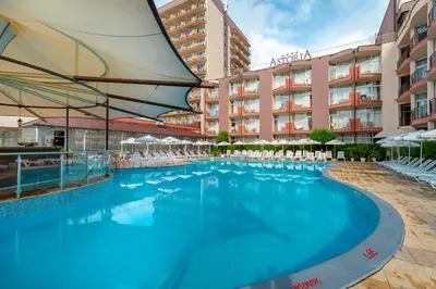 a large swimming pool in front of a hotel at MPM Astoria Hotel - Ultra All Inclusive in Sunny Beach
