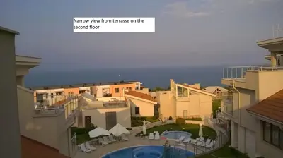 a view from the balcony of a house at Fantastic Sea View Sun village Byala in Byala