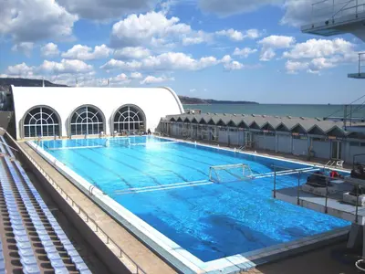 a large swimming pool on the top of a cruise ship at Apartment Nadejda in Varna City