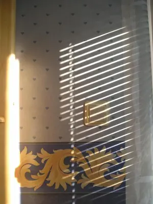 a room with a window with a flower on the wall at Odesos Apartments in Varna City