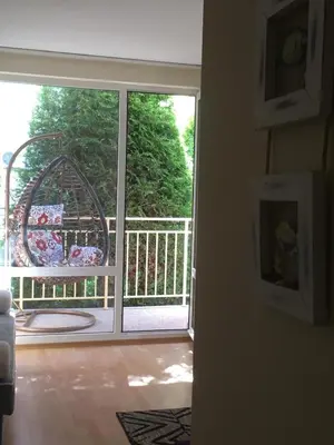 an open door to a balcony with a gate at Apartment in Nessebar Fort Club in Sunny Beach
