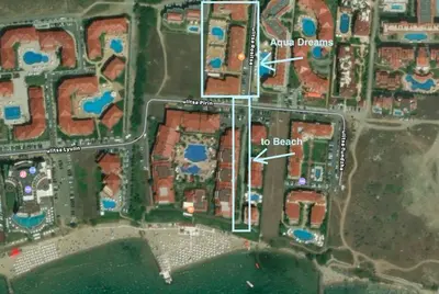a map of the site of a resort at Aqua Dreams - new wifi in Sveti Vlas