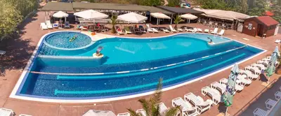 an overhead view of a swimming pool at a resort at Sozopoli Style Club in Sozopol