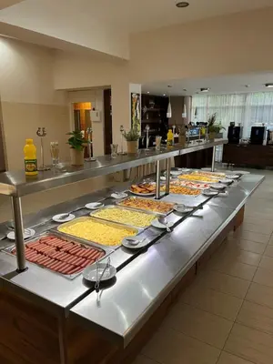 a buffet line with many different types of food at Hotel Arsenal in Nesebar