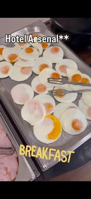 a tray of hard boiled eggs on a grill at Hotel Arsenal in Nesebar