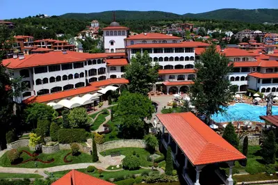 an aerial view of a city with a resort at Helena Park - Ultra All Inclusive in Sunny Beach