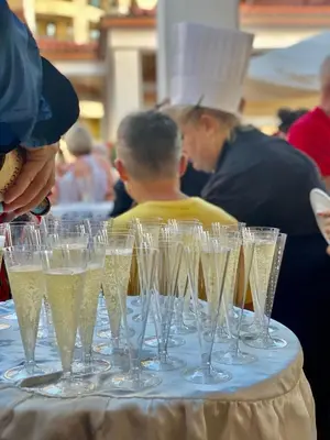 a group of glasses of champagne on a table at Duni Marina Royal Palace Hotel - Ultra All Inclusive in Sozopol
