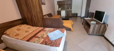 a living room with a bed and a television at Family apartment 