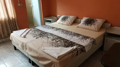a bedroom with two beds in a room at Къща за гости Оазис in Pomorie