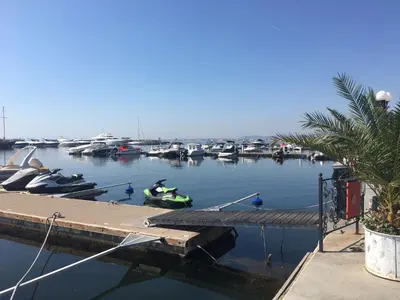 a group of boats docked in a marina at FREGATA 15 Studio Sveti Vlas in Sveti Vlas