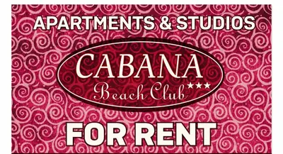 a sign that says cacienda for rent on a pink wall at Cabana Beach Club Complex in Nesebar