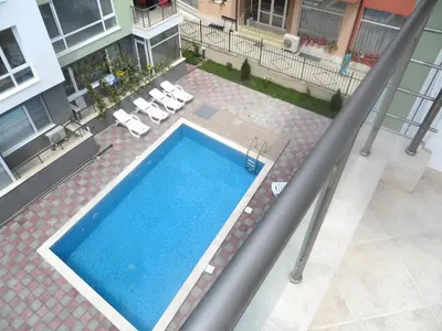 an overhead view of a swimming pool on a building at Apartments in Azalia 2 Complex in Nesebar