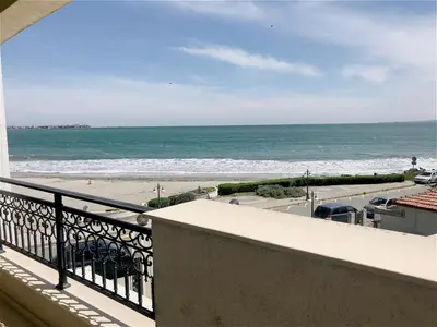 a view of the ocean from the balcony of a condo at Private Super apartments by sea in Apart Hotel ! in Pomorie