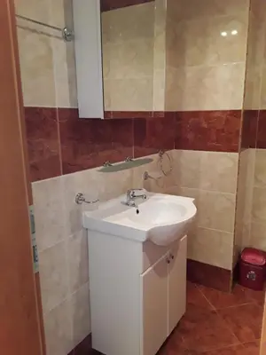 a bathroom with a sink and a mirror at FORT NOKS NESSEBAR B2-203 Private Studio Sunny Beach in Sunny Beach