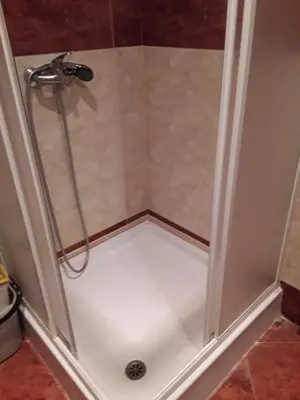 a shower with a shower head in a bathroom at FORT NOKS NESSEBAR B2-203 Private Studio Sunny Beach in Sunny Beach