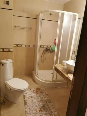 a bathroom with a shower and a toilet and a sink at villa Bonita in Sunny Beach