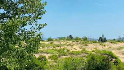 a field with trees on top of a hill at APARTELLO Premier Fort - Sea & Pool View - Sveti Vlas in Sunny Beach