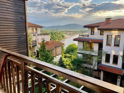 a view of a river from a balcony at Santa Marina 2-bedroom apt. w/ Sea View + Terrace in Sozopol