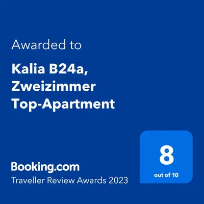 a screenshot of a phone with the text awarded to kalisia at Kalia, Zweizimmer, Zweibalkon, Top-Apartment in Sunny Beach