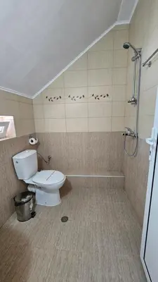 a bathroom with a toilet and a shower at Guest Rooms Kostovi in Nesebar