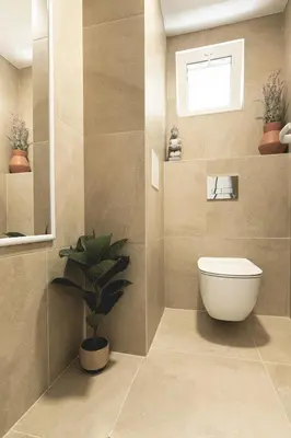 a bathroom with a toilet and a potted plant at La Finca - Saint Vlas in Sveti Vlas