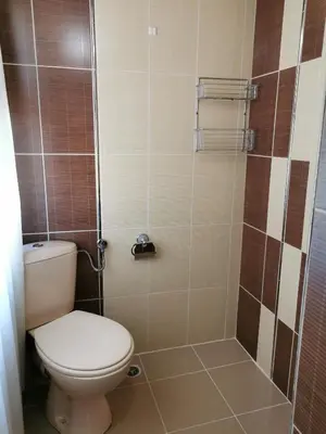 a bathroom with a toilet and a shower at The Old House in Nesebar