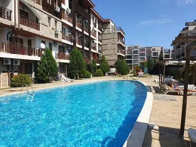 a large swimming pool in front of a building at MitProt Panorama Bay 2 ap 30 in Sveti Vlas