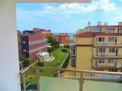 a view of a city from a balcony at Apartment in Azalia 2 complex in Nesebar