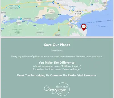 a screenshot of a webpage with a map at Ssenyange Guest House in Varna City