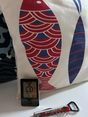 a clock next to a bag with ties on it at Pollo Resort, Summer Wind Apartaments in Sunny Beach