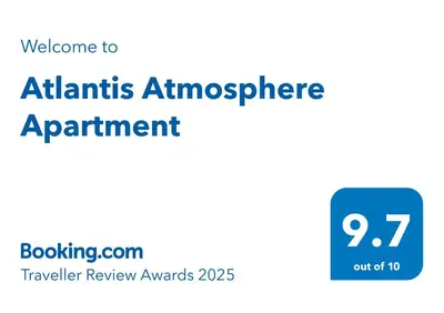 a sign that reads atantis atmosphere experiment traveller review awards at Atlantis Atmosphere Apartment in Burgas City