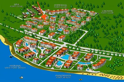 a map of a resort on a beach at William's apartments - third special studio in Sveti Vlas