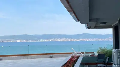 a view of the ocean from a building at PARADISO 'В' 107 Private Cozy Studio NESSEBAR in Nesebar