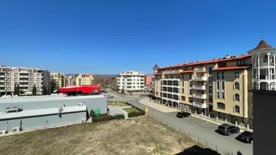 a view of a city with buildings and a street at SUMMER BREEZE 406 Studio Sunny Beach in Sunny Beach