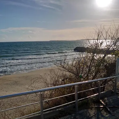 a view of the ocean from a beach at Helios 350m from the beach in Sveti Vlas