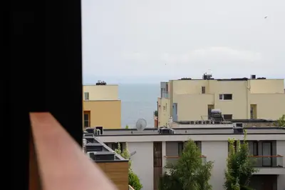 a view of the ocean from a building at Casa Maiolica in Atlantis Atmosphere in Burgas City