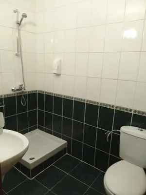a bathroom with a toilet and a sink at Санта Марина in Varna City
