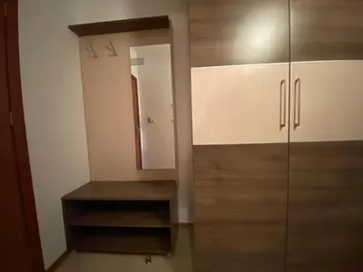 a dressing room with a mirror and a cabinet at ESPERANTO 401 Large Studio Sunny Beach in Sunny Beach