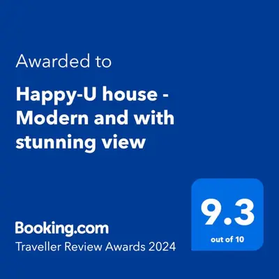 a screenshot of a phone with the text wanted to happy u house modern and with at Happy-U house - Modern and with stunning view in Chernomorets