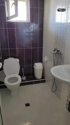 a bathroom with a toilet and a sink at Къща за гости Снежа/ Guest house Snezha in Obzor