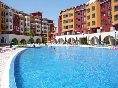 a large swimming pool with people in the water at STUDIO DELUXE IN MARINA CAPE 4 stars complex 33 7 in Aheloy