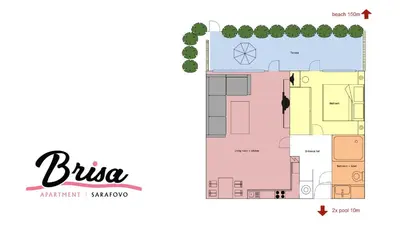 a floor plan of the blush apartment building at Brisa Apartment in Burgas City