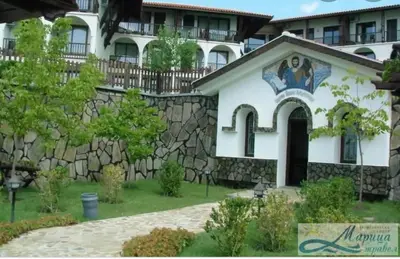a building with a painting on the side of it at Complex Monastery 1 -Marina Dinevi -Saint Vlas in Sveti Vlas
