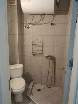 a bathroom with a toilet and a shower at Хаджи Иванов in Varna City