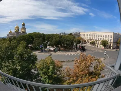 a view of a city from a balcony at By The Cathedral, 1 bed flat in Varna City