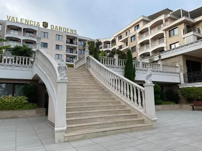a set of stairs in front of a building at Sonne, Meer und mehr in Nesebar